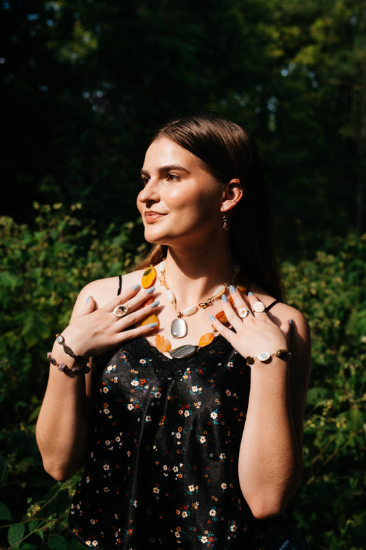 White and Gold Butterfly Necklace