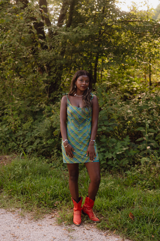 Blue and Green Plaid Dress